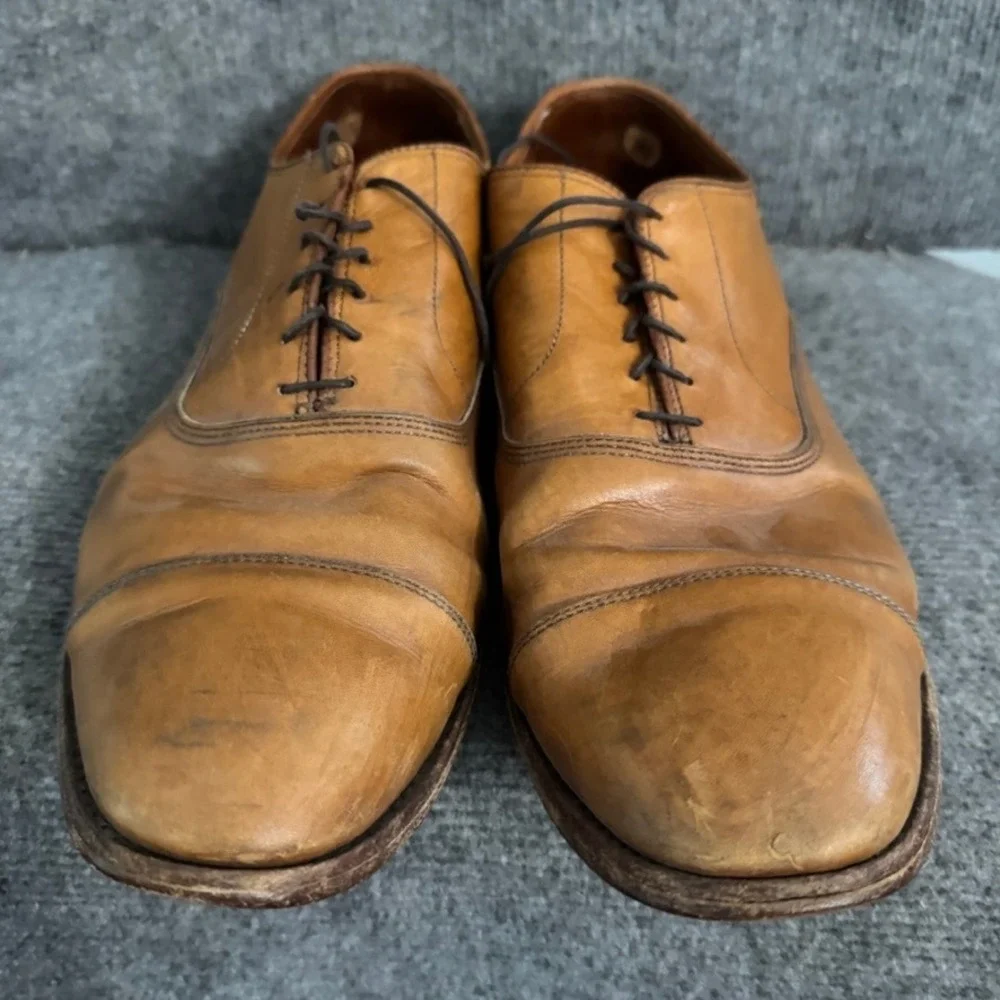 Allen Edmonds Park Avenue Mens Tan Leather Cap Toe Oxford Dress Shoes 14
